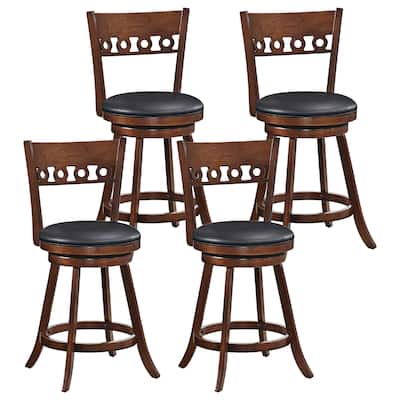 Gymax 4PCS 24.5'' Counter Height Bar Chairs Swivel Bar Stools w/