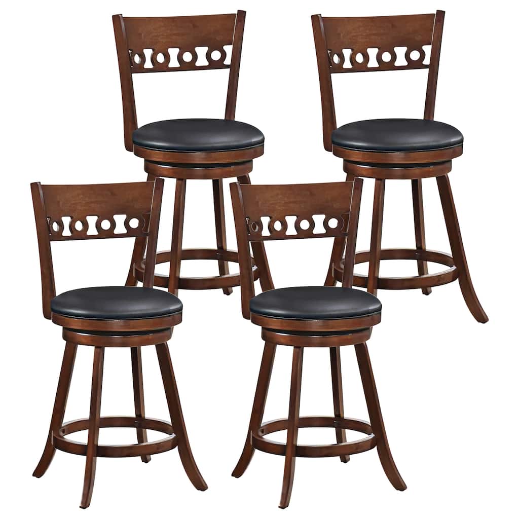 Gymax 4PCS 24.5'' Counter Height Bar Chairs Swivel Bar Stools w/