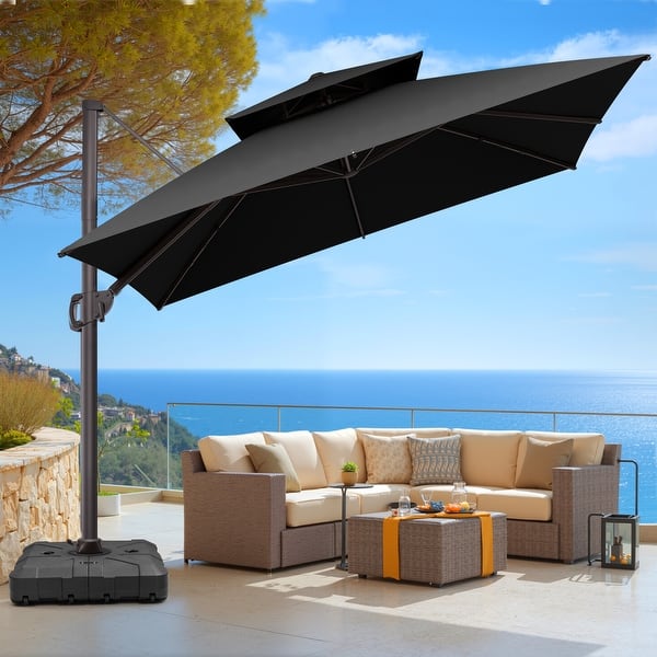 hom furniture patio umbrellas HOMSHADE 9FT Solar Umbrella, 45 Easy Tilt Outdoor Table Umbrella Bring the serene and lovely shade to your backyard with this rugged market umbrella from VredHom Prime Day is almost