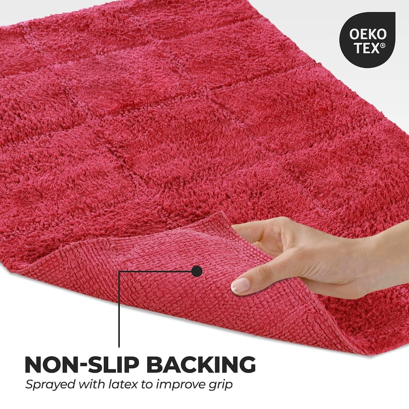Superior Cotton Checkered 2-piece Non-skid Bath Rug Set