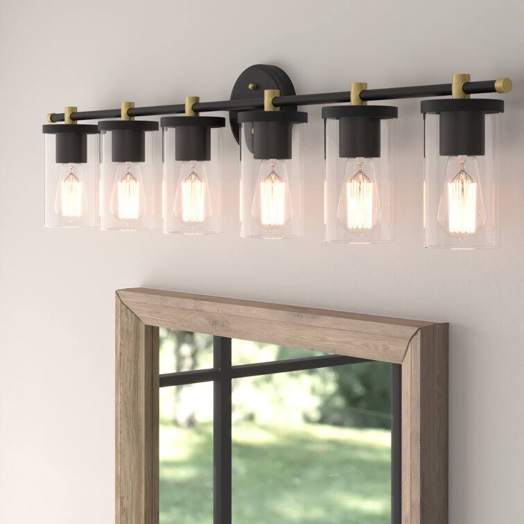 Decatur 6-light Modern Farmhouse Black/ Gold Bathroom Vanity Light with UL Certified - 6-light/Gold