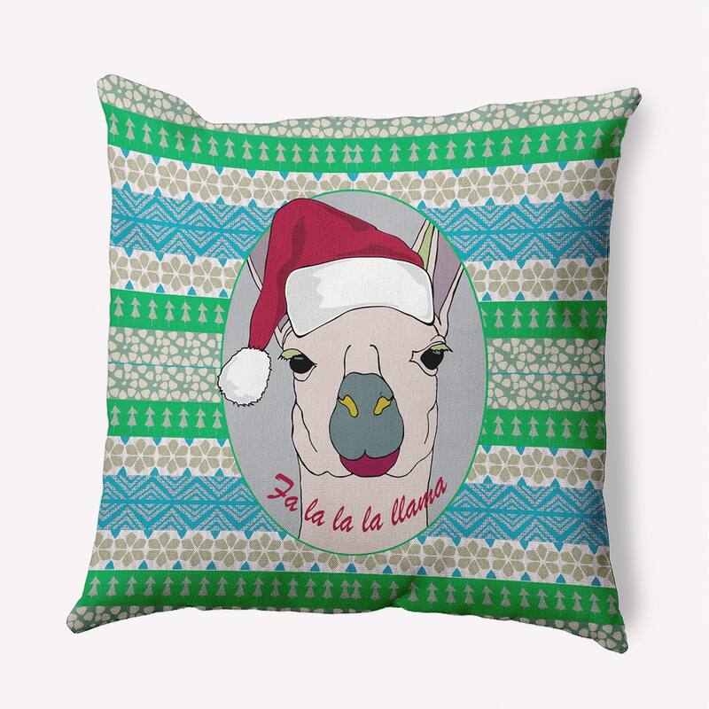 Fa La Llama Christmas Accent Pillow - 16" x 16" - Cloud Grey