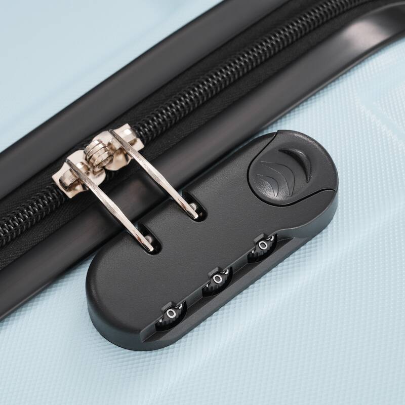 3-Piece, Modern Luggage Sets, Hard-Shell Luggage with Silicone Handles and Combination Lock, for Boarding Travel, Light Blue