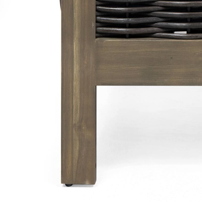 Linwood Outdoor Acacia Wood Club Chair with Wicker Accents (Set of 2) by Christopher Knight Home
