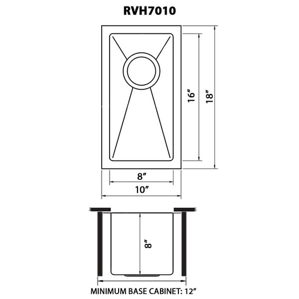 Ruvati 10 inch Undermount Bar Prep Tight Raduis 16 Gauge Kitchen Sink Stainless Steel Single Bowl - RVH7010