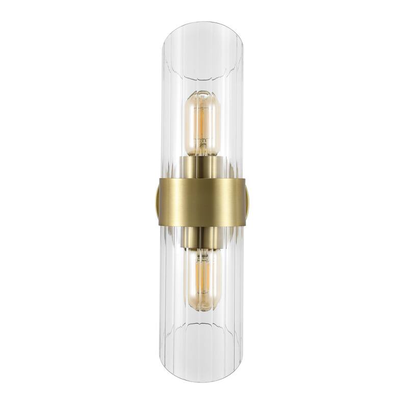 SAFAVIEH Lighting Eytan 2-light 6-inch Glass Wall Sconce with Bulbs (Set of 2) - 6.3 in. W x 4.8 in. D x 16.5 in. H
