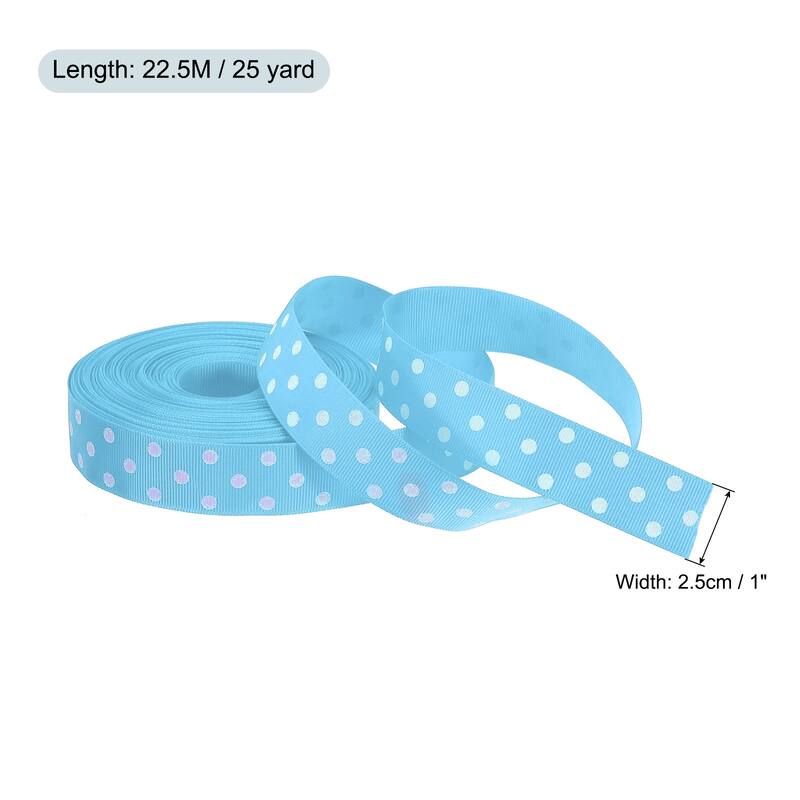 Grosgrain Ribbons with Dots Ribbon Bow Decoration - Pale Blue - 25 Yards 1 Inch