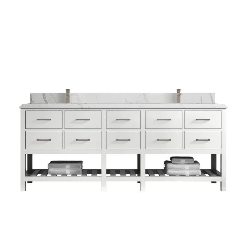 Willow Collections 84 in. W x 22 in. D Parker Double Sink Bathroom vanity with Regular Countertop