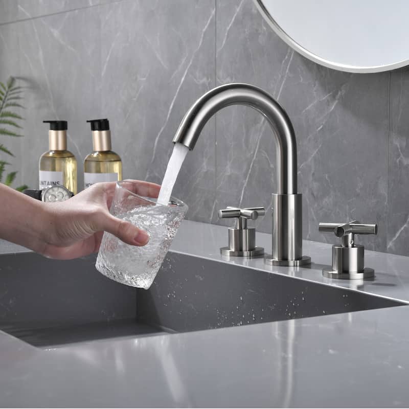 Modland 3-Hole Bathroom Faucet with 360-degree Swivel Spout & CEC Certified, Gold/Black/Nickel