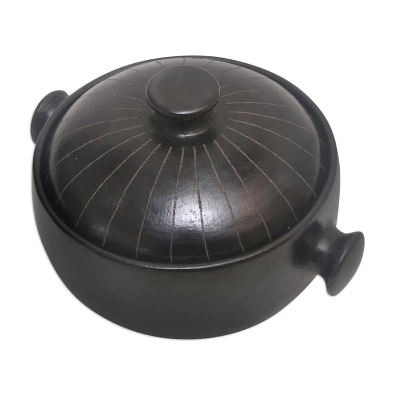 Novica Handmade Dark Delight Ceramic Lidded Bowl