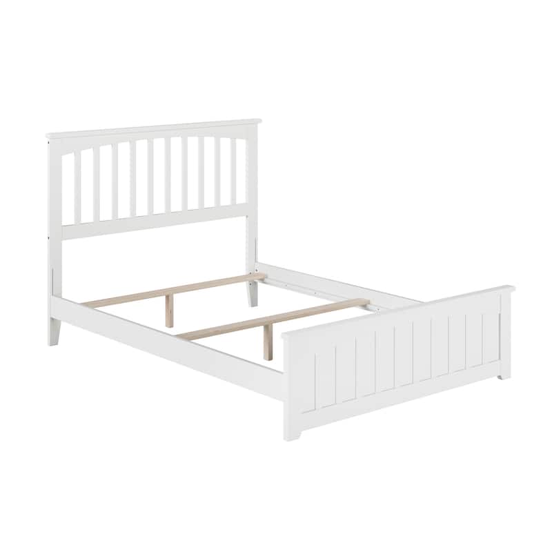 Mission Full Foundation Bed Frame with Matching Footboard in White - White - Full