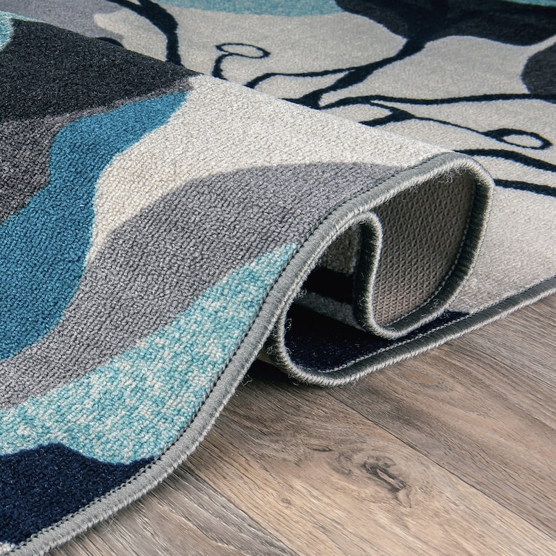 World Rug Gallery Modern Floral Non-Slip Area Rug