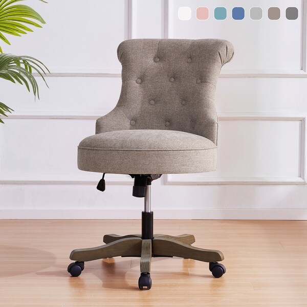 Office Chair with Wheels, Adjustable Height, Linen Fabric