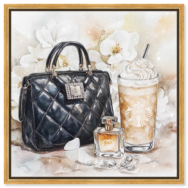 Trinkets and White Floral Canvas by Art Remedy - Gold - 20" x 20"