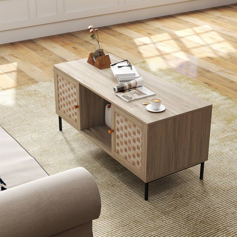 Elegant Veener Weaving Design Coffee Table