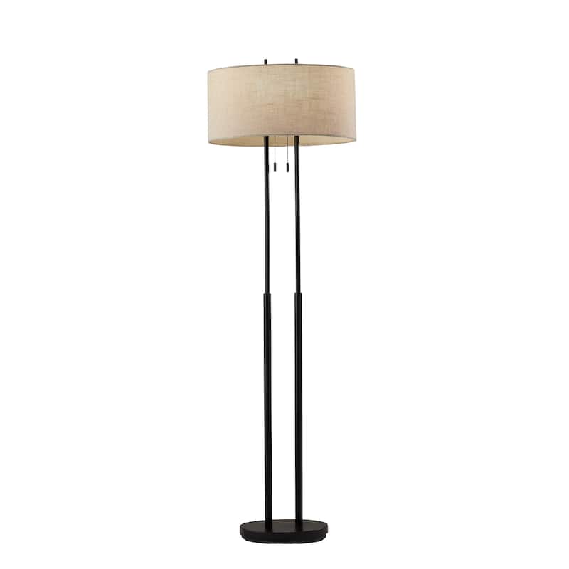 Strick & Bolton Lissie Brushed Steel Double Socket Floor Lamp