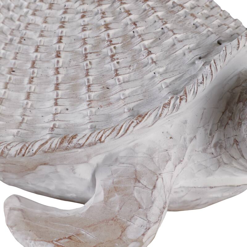 Resin Coastal Style Sea Turtle Sculpture with Woven Shell Texture