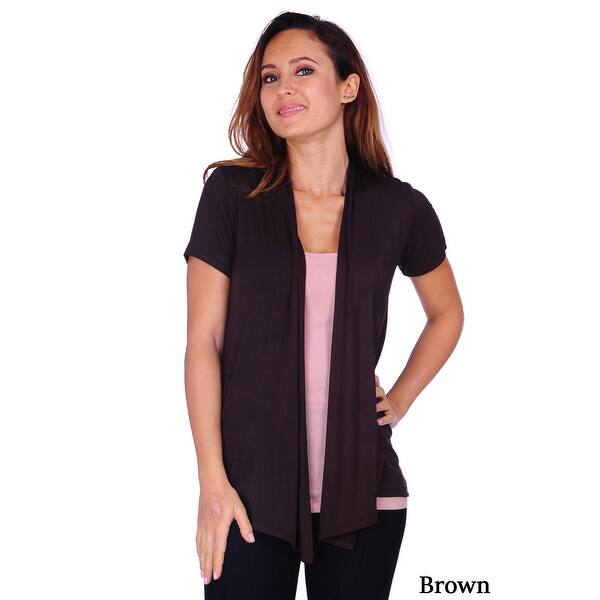 Shop Simply Ravishing Women S Basic Short Sleeve Draped Open Front