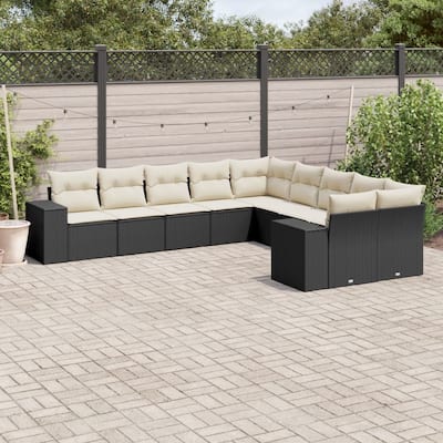 vidaXL Patio Sofa Set with Cushions Outdoor Conversation Furniture Poly Rattan
