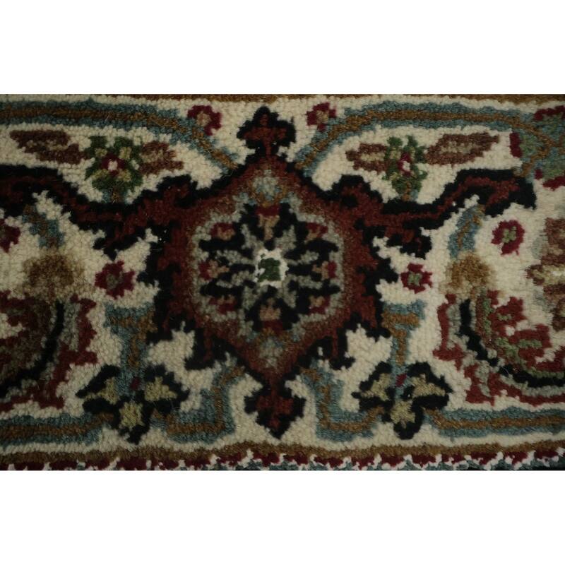 Hand Knotted Oriental 100% Wool Carpet Traditional Floral Red Tabriz-Mahi Area Rug - 9' 2'' X 5' 9''