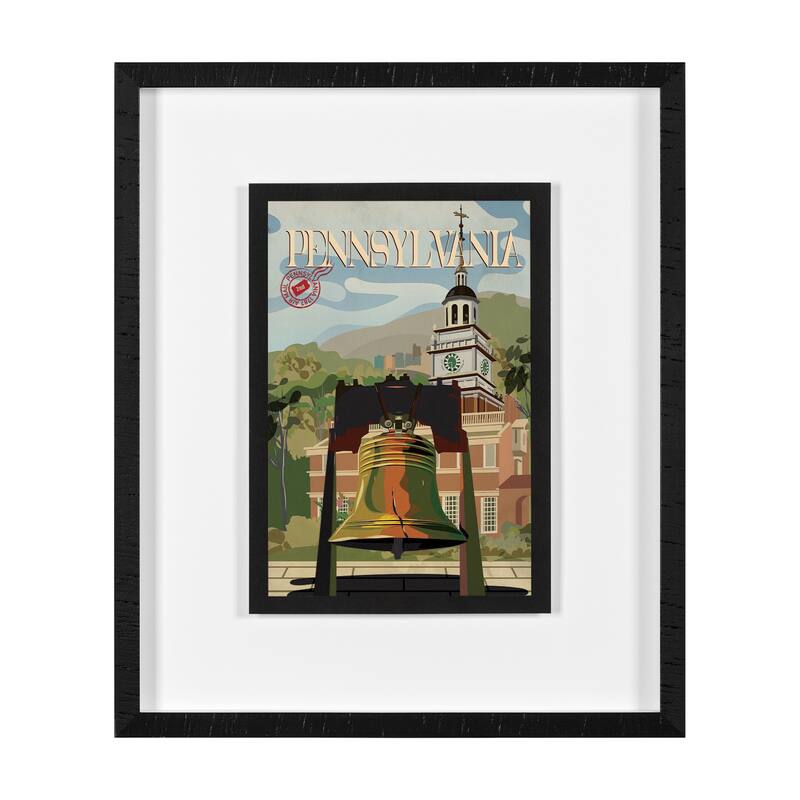 Pennsylvania Go USA by Mercana Studio a Hand Embellished Framed Art Print Series - 22 x 26 - Black