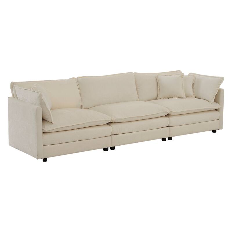 Roomfitters 3-Piece Oversized Modular Sofa Set, One 3-Seater & Two 2-Seater Deep Seat Chenille Couches