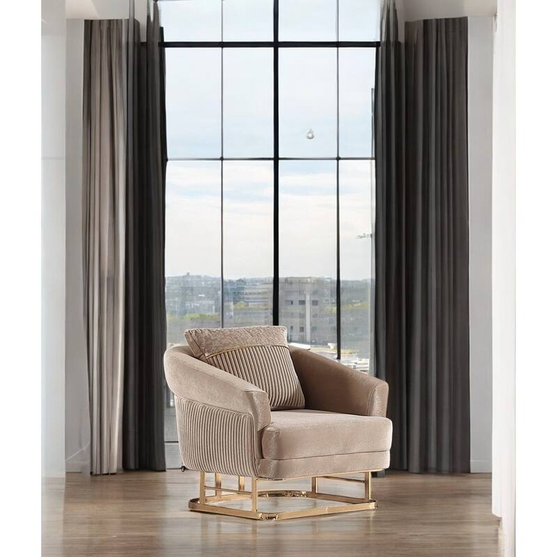 Ravox Upholstered Velvet Accent Chair - Beige