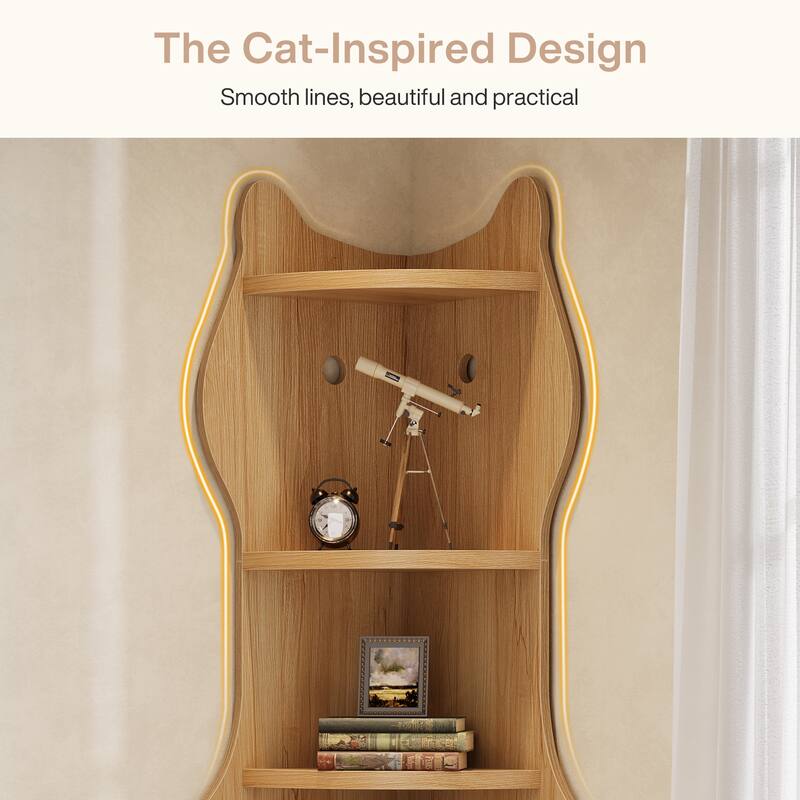 5-Tier Corner Shelf, Unique Bookcase Bookshelf for Living Room, Home Office