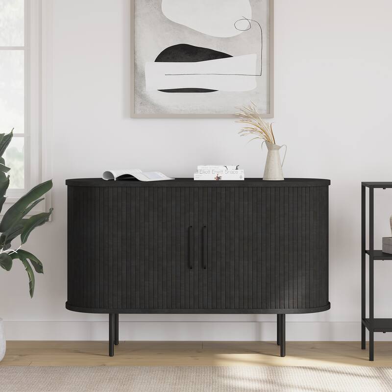 Rye Studio Nicola Mid-Century Modern Rounded Sliding Door Sideboard