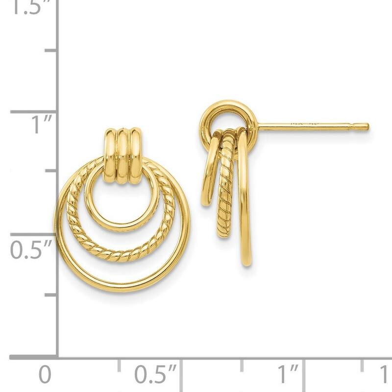 Curata 10k Yellow Gold Polished and Twisted Post Earrings - 17x15mm