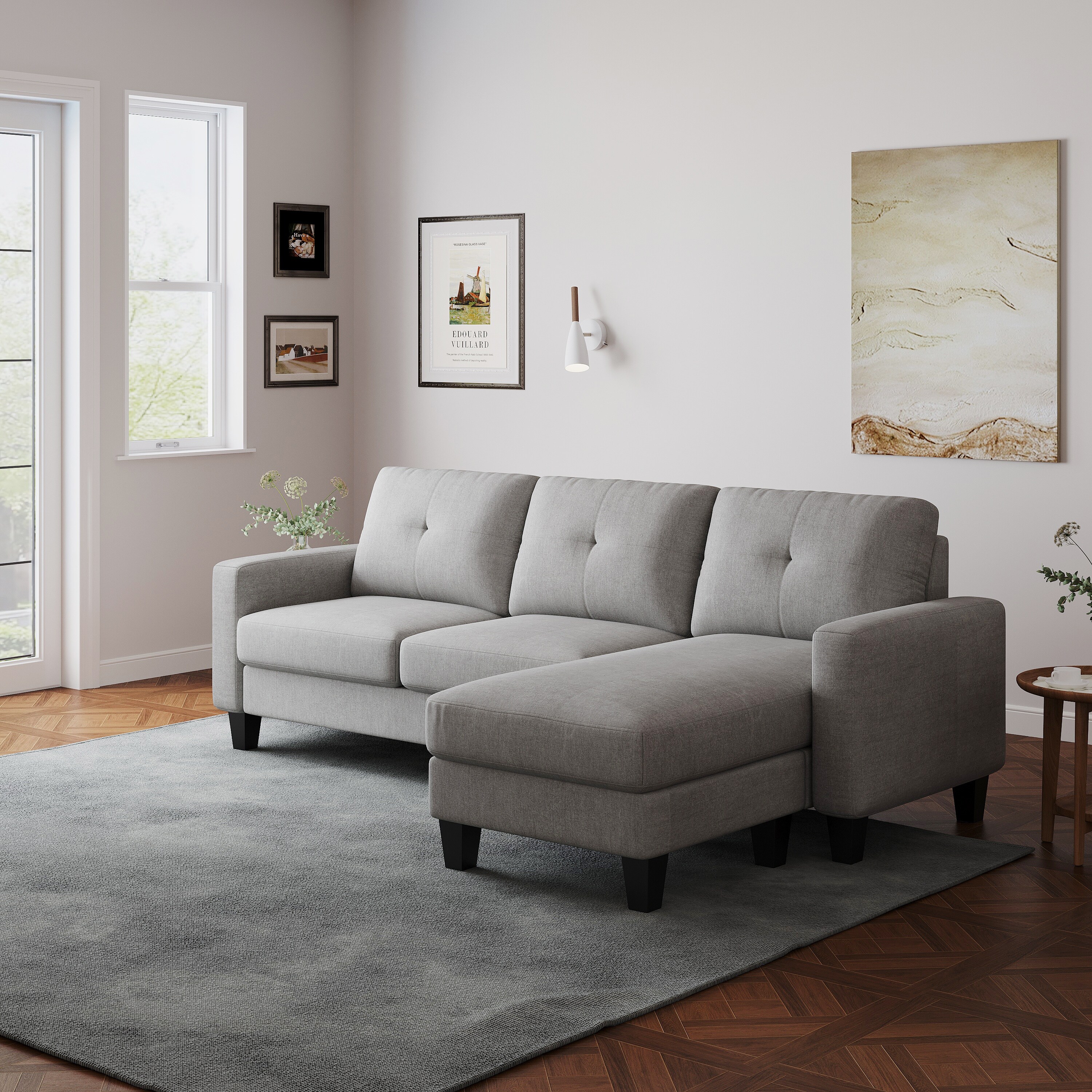 Compact L Shape Sofa for Small Spaces Polyester Upholstered Corner Couch with Ottoman Bed Bath Beyond 41521082
