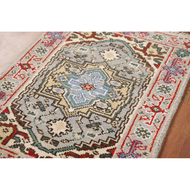 Gray Heriz Serapi Indian Foyer Rug Hand-Knotted Wool Carpet - 2'0" x 3'0"