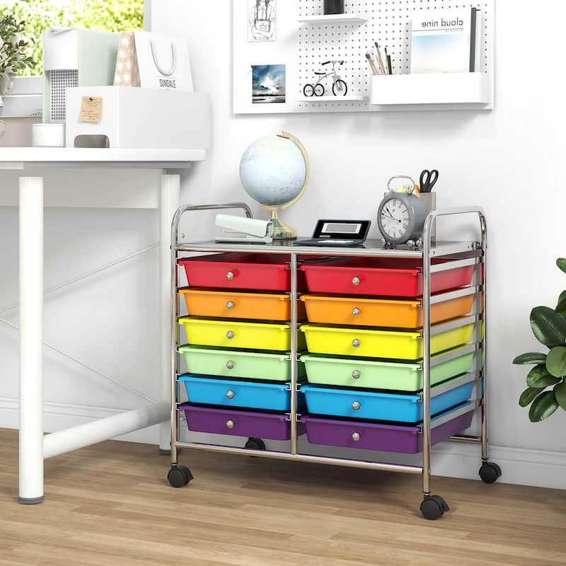 Costway 12 Drawers Rolling Cart Storage Scrapbook Paper Studio - See Details