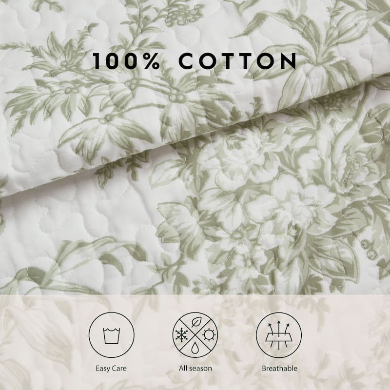 Laura Ashley Bedford Cotton Reversible Quilt Set