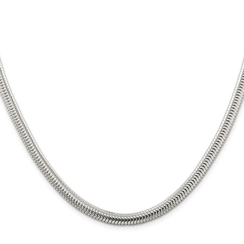 Curata 925 Sterling Silver Polished 6mm Snake Chain Necklace