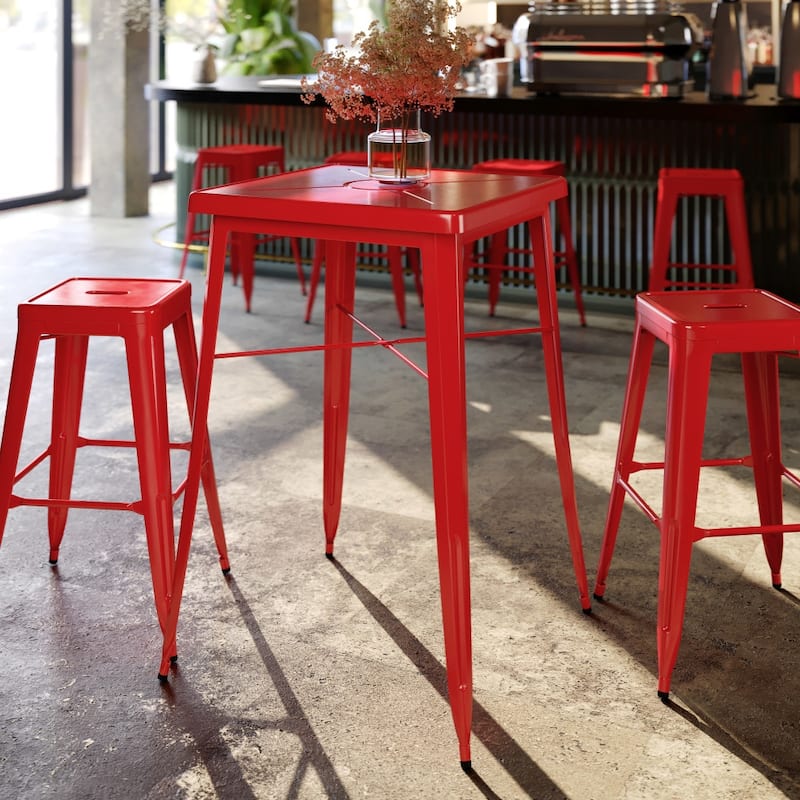 23.75'' Square Metal Indoor-Outdoor Bar Height Table