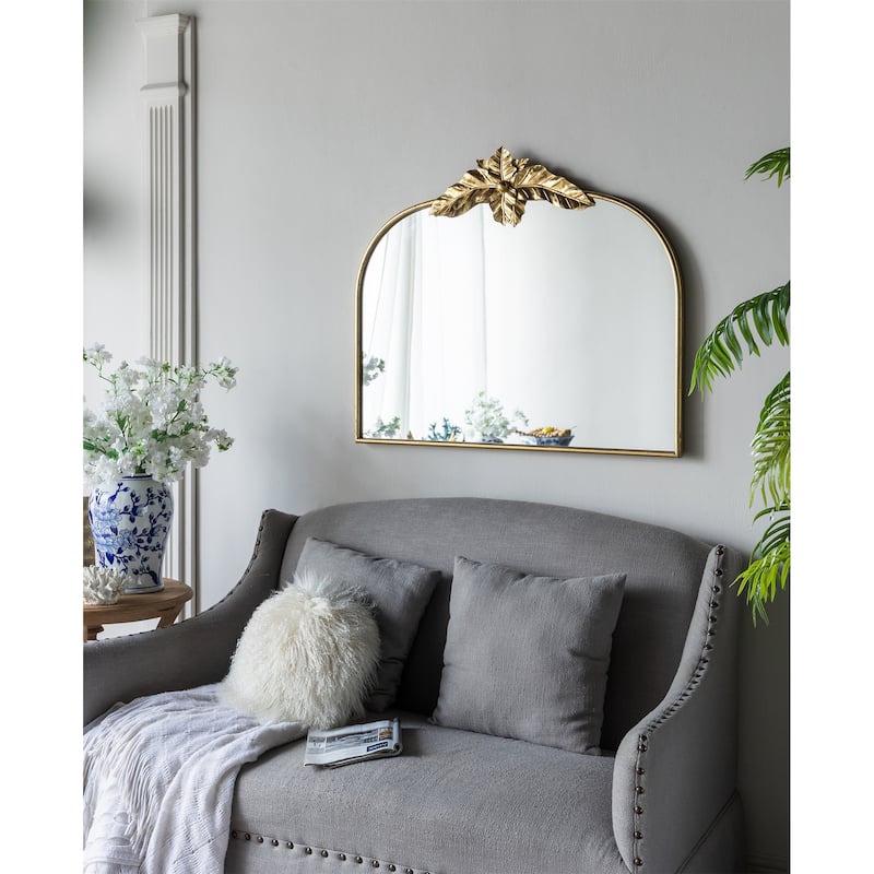 Gold Arched Mirror with Metal Frame