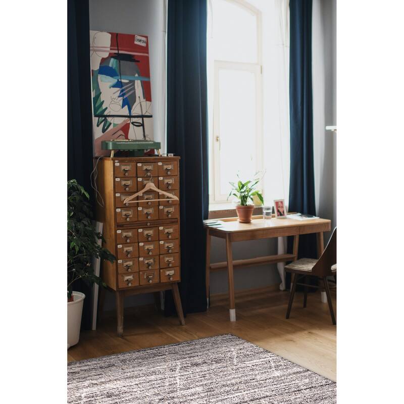 ECARPETGALLERY Hand-knotted Tangier Dark Grey Wool Rug - 4'11 x 8'2