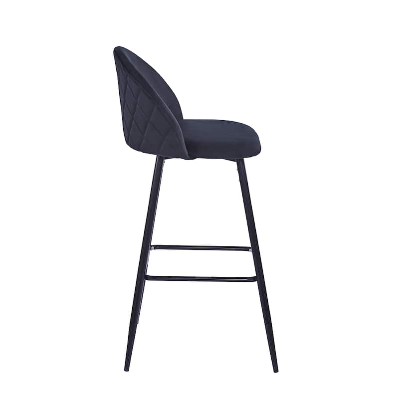 Porthos Home Eisele Bar Stools Set of 2, Velvet Upholstery, Steel Legs