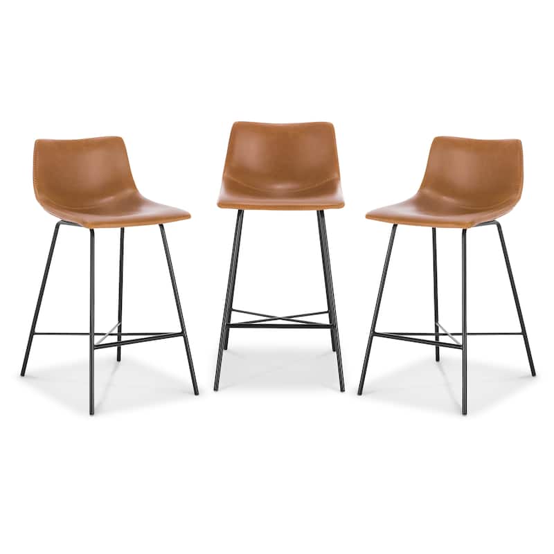 Poly & Bark Paxton 24-inch Counter Stool (Set of 3) - Tan