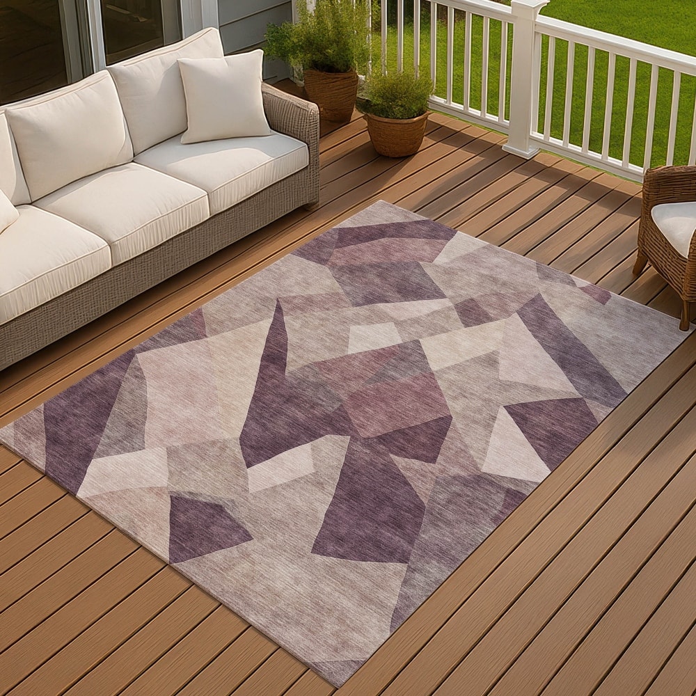 Machine Washable Indoor/ Outdoor Modern Queby Chantille Rug