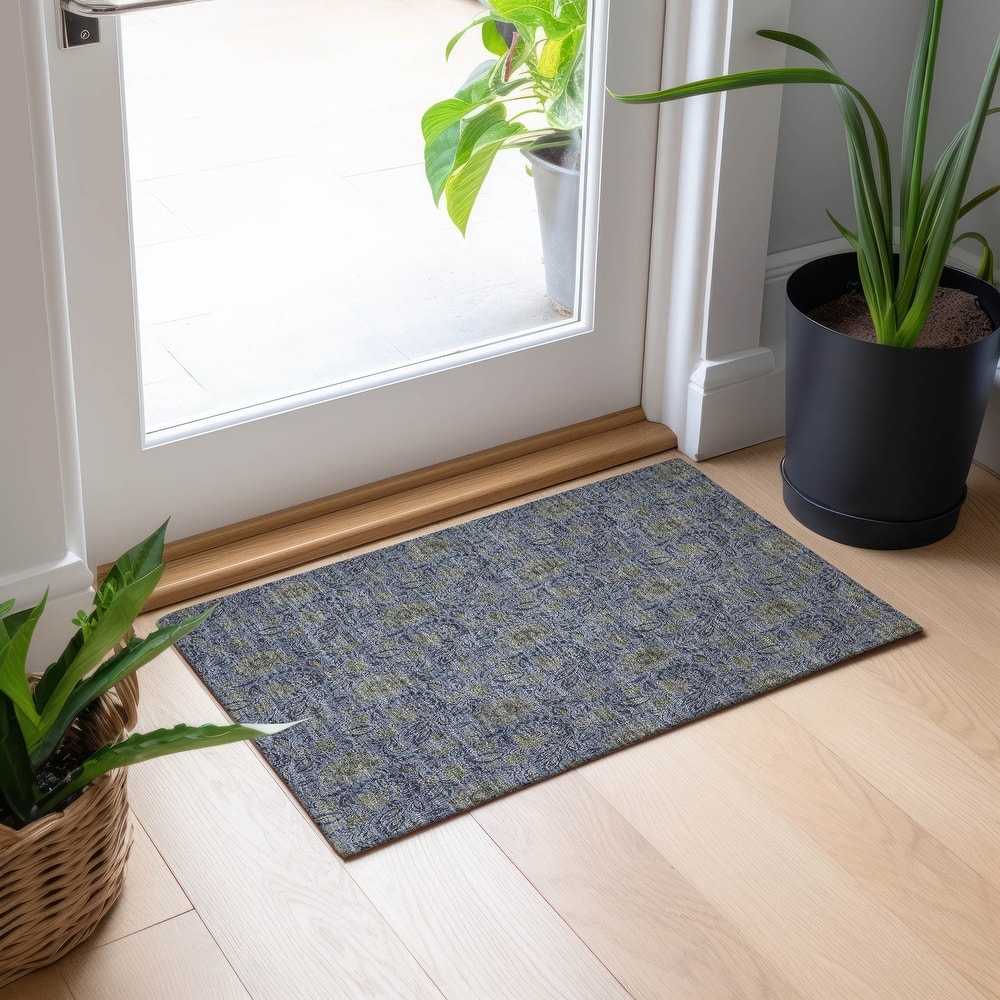 Machine Washable Indoor/ Outdoor Chantille Casual Floral Rug