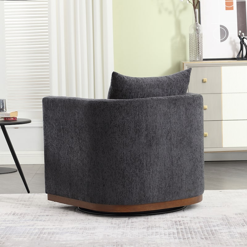 GDFStudio - Harper Chenille Swivel Barrel Chair with Sturdy Metal Base and Ergonomic Design