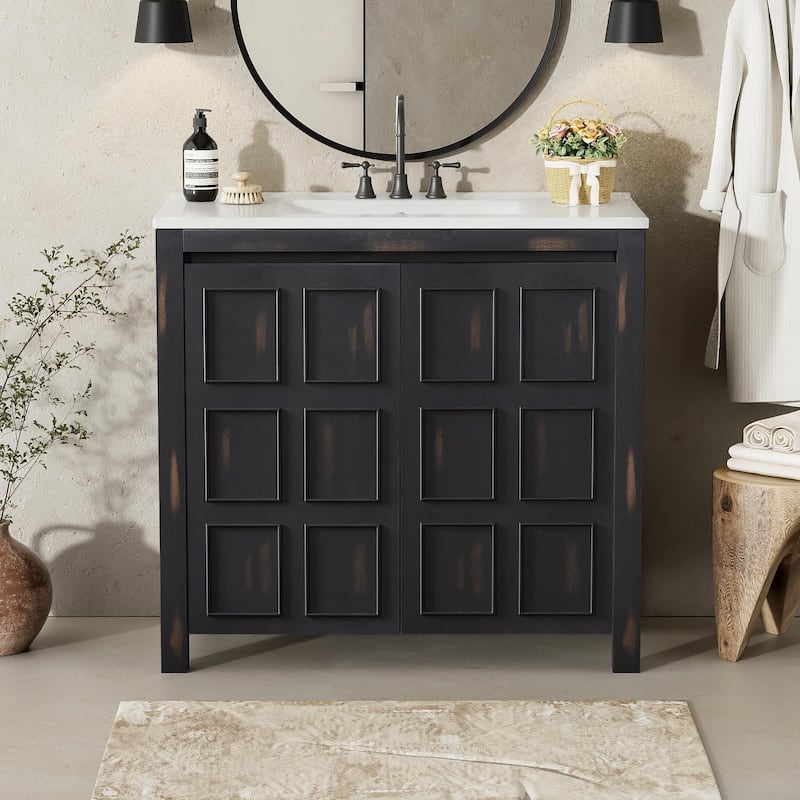 36 "Ceramic Sink Bathroom Vanity Set with Storage Cabinet Organizer‌.