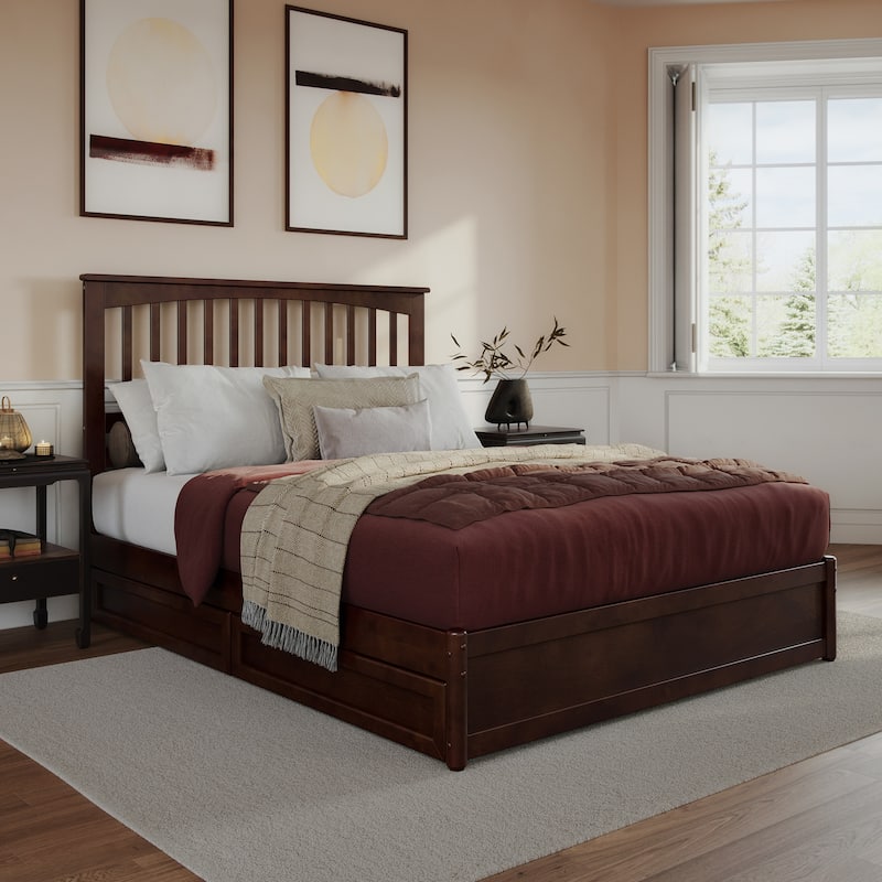 Everett Platform Bed with Panel Footboard and Storage Drawers