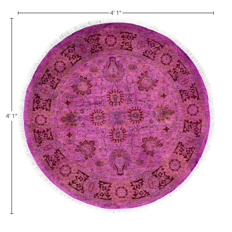 Overdyed One-of-a-Kind Hand-Knotted Area Rug - Purple - 4' 1" x 4' 1"