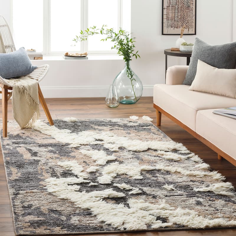 Maiae Handmade Boho Abstract Wool & Viscose Area Rug
