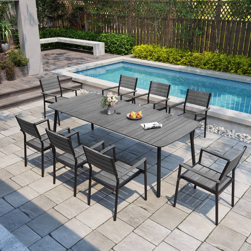Pellebant Patio Dining Table Rectangular Aluminum Outdoor Table