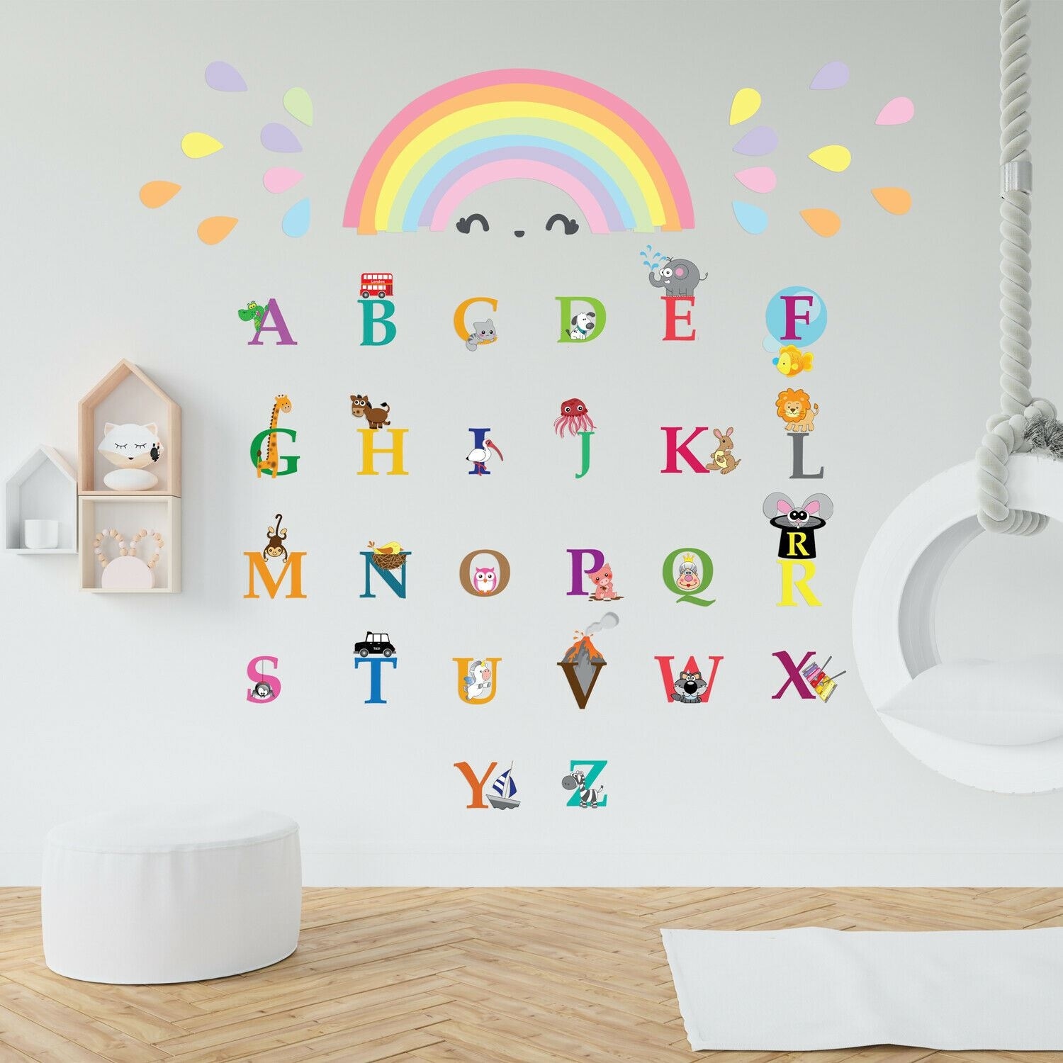 Walplus Colorful Rainbow Alphabet Kids Wall Stickers Nursery Décor