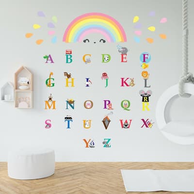 Walplus Colorful Rainbow Alphabet Kids Wall Stickers Nursery Décor Decal
